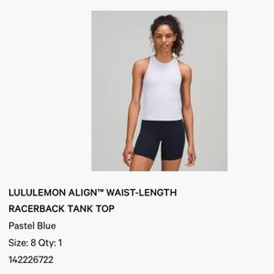 1 lululemon tank top purchased in may 2022.